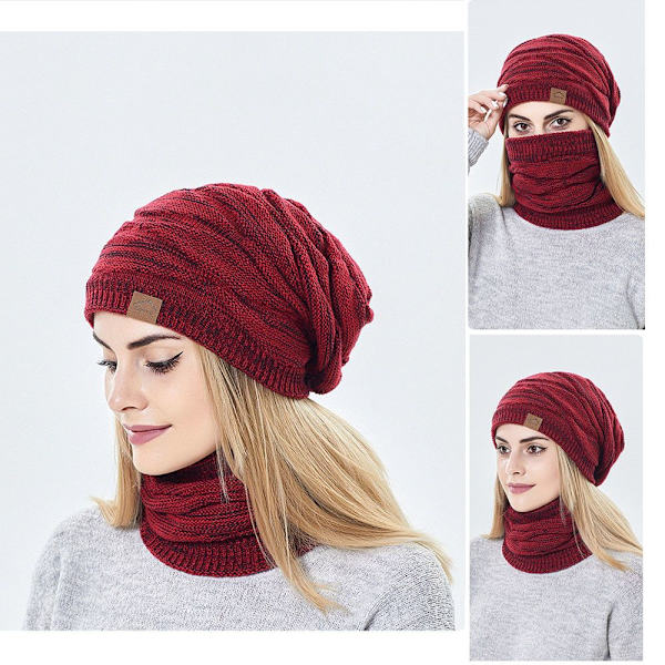 Mössor Scarf Set Häck Kepsar VINRÖD wine red