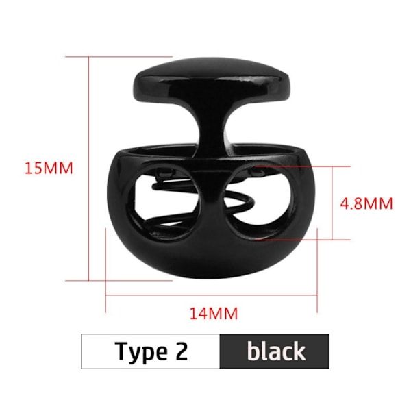 10 st/förpackning Fjäderspänne Sladdlås SVART 2 2 black 2-2