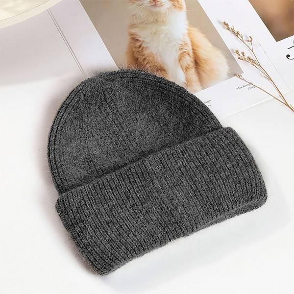 Kvinder Vinterhatte Bløde Beanies Cap MØRKEGRÅ DARK GREY