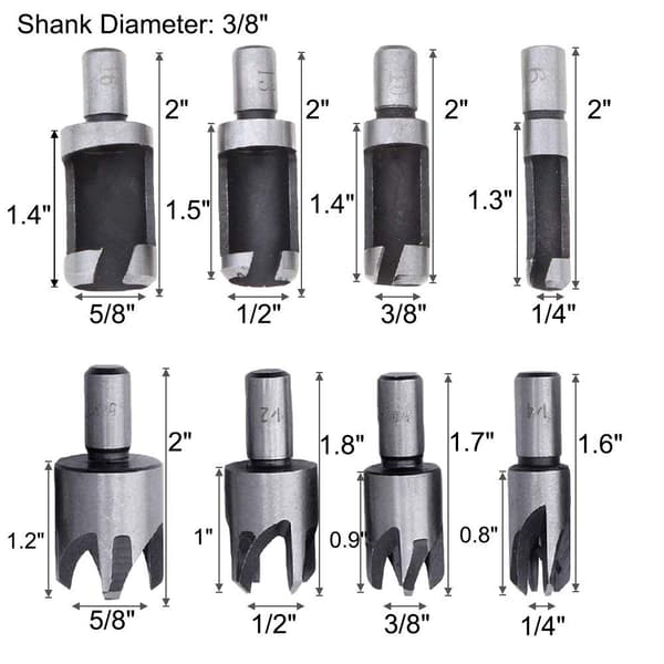 23-Pack Woodworking Chamfer Drilling Tool Set 8 STK Træprop
