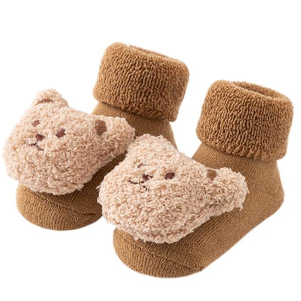 Vintermjuka björnstrumpor i bomull Anti-slip-sula Caramel-M(1-3Y)