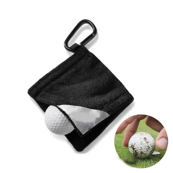 Golfboldhåndklæde Golfhåndklædelomme SORT black