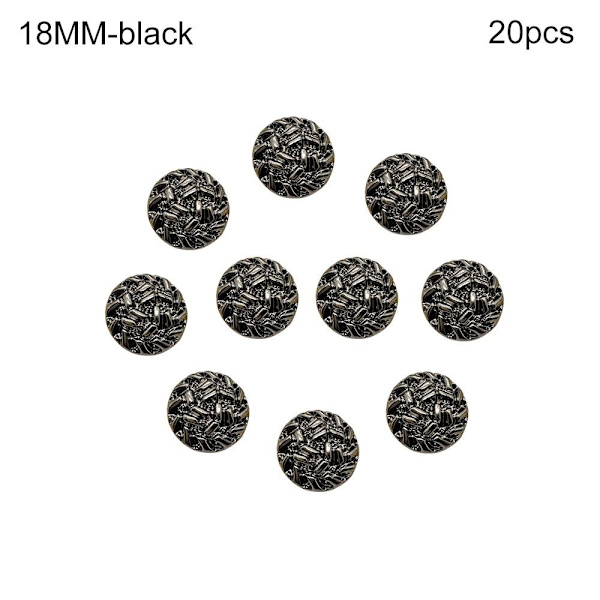 10st metallknappar skjortaknappar SVART 18MM20ST 20ST black 18MM20pcs-20pcs