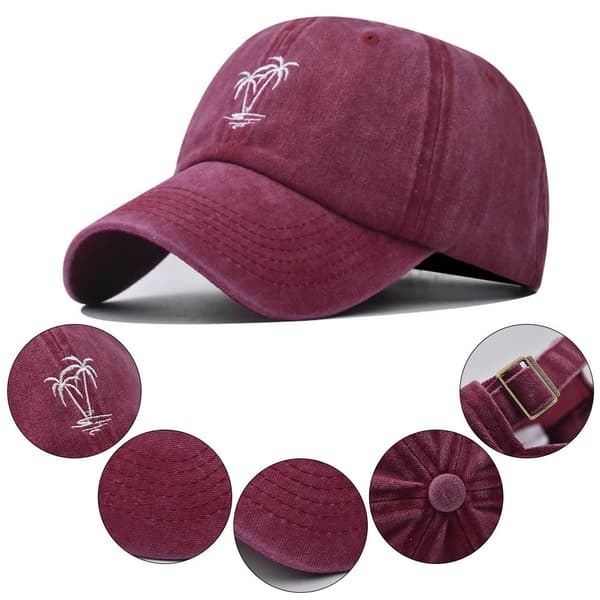 Coconut Tree Broderi Baseball Kepsar Distressed Faded Cap GRÅ grey