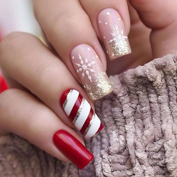 Christmas French Fake Nails False Nail 3 3 3