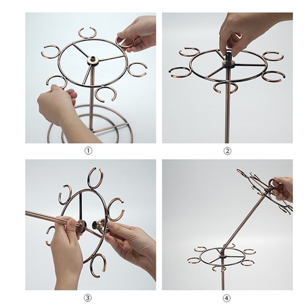 Vinglass Flight Server Stand Glass Display Tree Stemware Bronze Double Layers-Double Layers