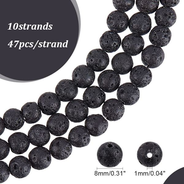 470 Stk Lava Perler Lava Stone Beads Chakra Bead