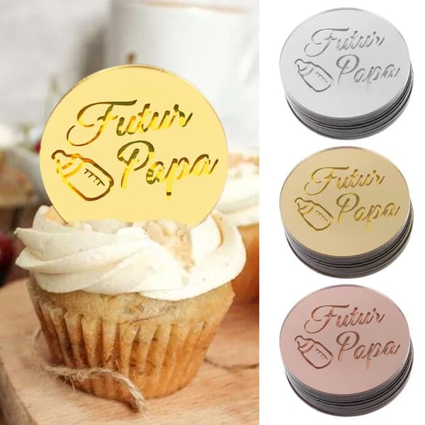 10 kpl Cake Top Flag Cupcake Topper SILVER Silver