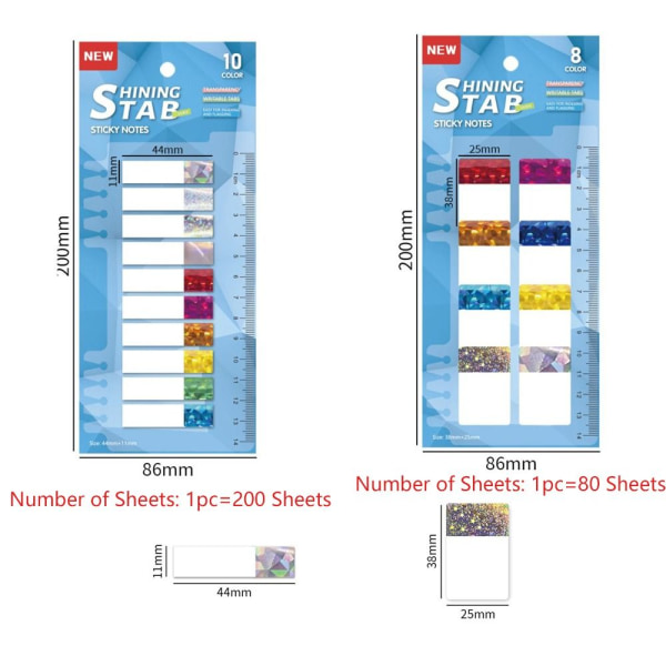 3 stk Laser Sticky Notes Memo Pad Tabs B B B