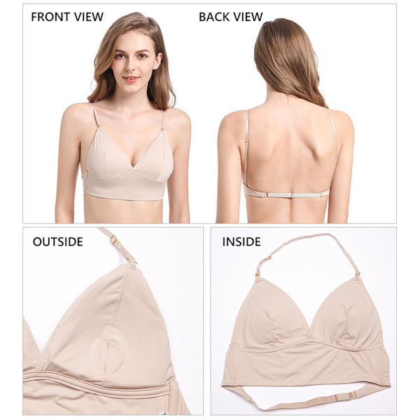 Sexet Rygløs BH Komfortabel Ice Silk Lingeri Black-M