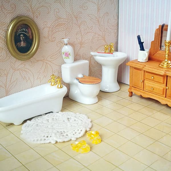 Dollhouse Set Badrumsmodell VIT VIT White