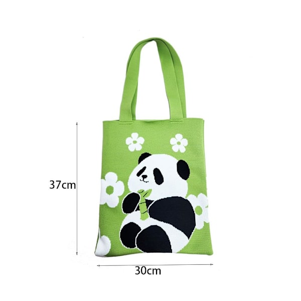 Panda-trykt håndveske handlepose GRØNN green