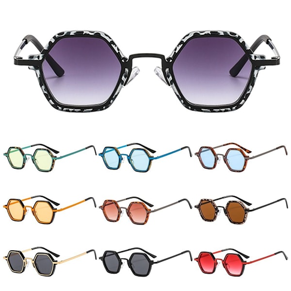 Små polygonale solbriller Punk Shades SORT LEOPARD-GRÅ SORT Black Leopard-Grey