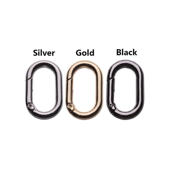 5 stk Fjeder Ovale Ringe Taske Bæltespænder SORT 23MM Black 23mm