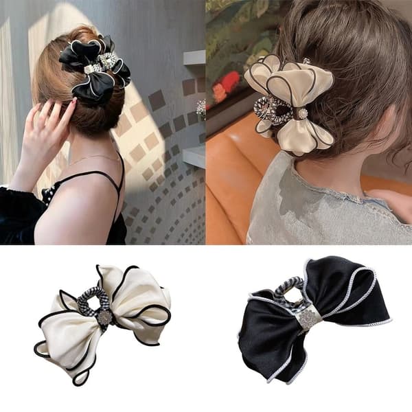 Båge Hårklor Bow-Knot Hårklämmor SVART black