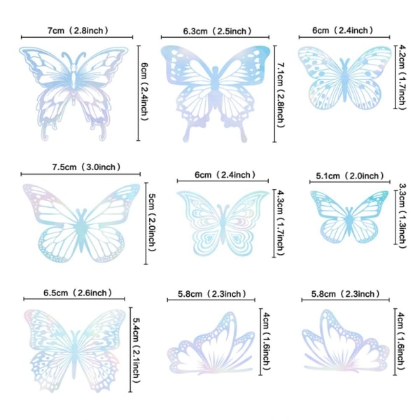 45 kpl 3D Butterfly Cupcake Decorations Butterfly Cake White