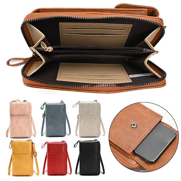 Clutch Wallet Crossbody nahkalaukku PUNAINEN Red