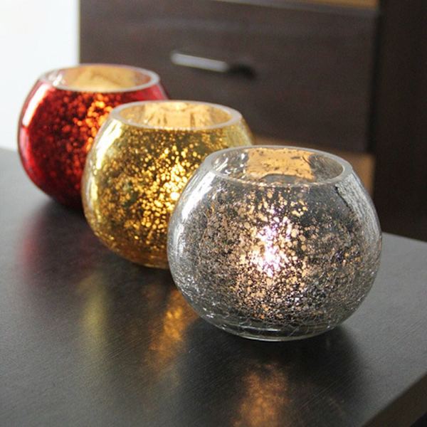 Ball Glass Lysholder Aromaterapi Lysekopp GULL Gold