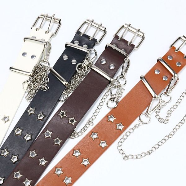 Punk taljebælte Goth linning BRUN STYLE1 STYLE1 Brown Style1-Style1