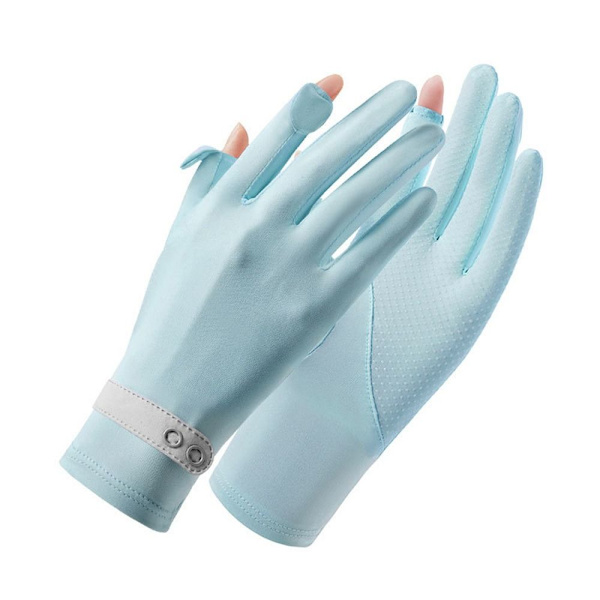 Ice Silk Gloves Sun Protection Gloves SININEN blue