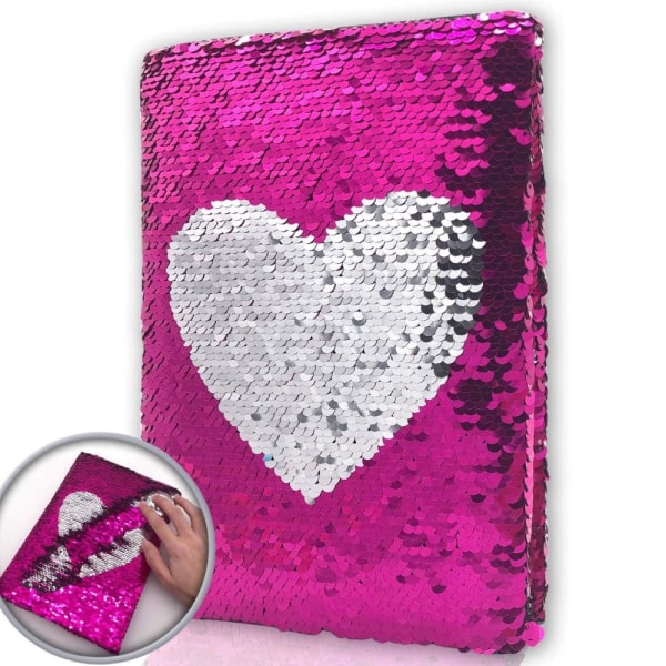Hjerteformet håndbog Sequin Flip Able Notebook Dagbog Brevpapir