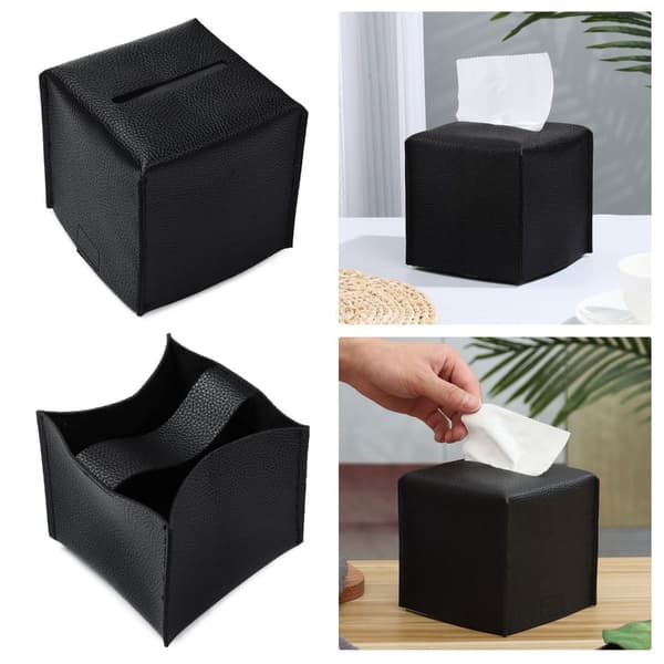 2 Stk PU Læder Tissue Box Holder HVID White
