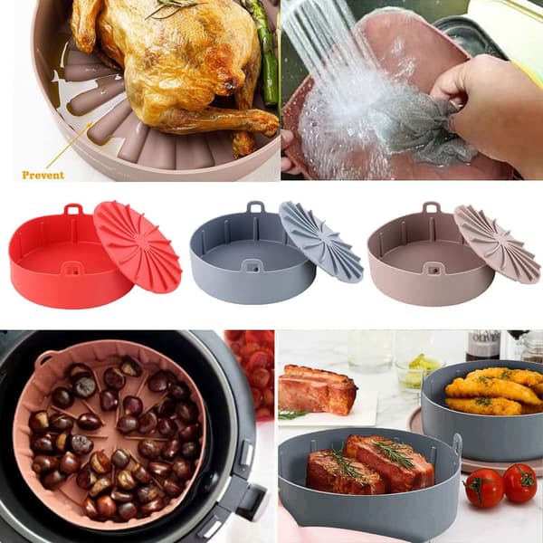 Airfryer Silikone Gryde AirFryer Tilbehør GRÅ 16CM