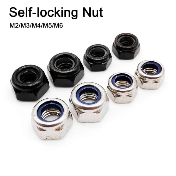10stk Selvlåsende Mutter Låsemutter SORT M5 M5 black M5-M5