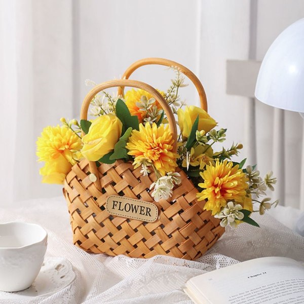 Flower Baskets Flowers Bamboo Basket COFFEE VÄRI coffee color