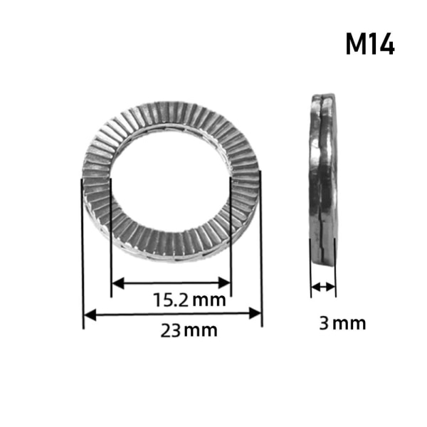 5 Stk Låseskiver Kilelåseskive M14 M14 M14