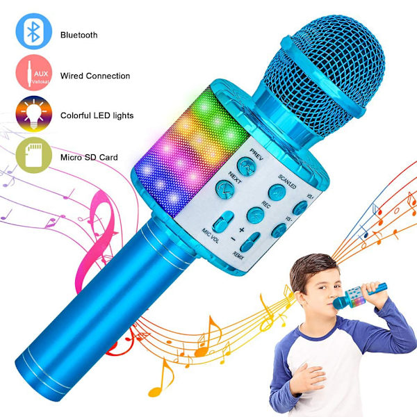 Langaton karaokemikrofoni Bluetooth kaiutin SILVER silver