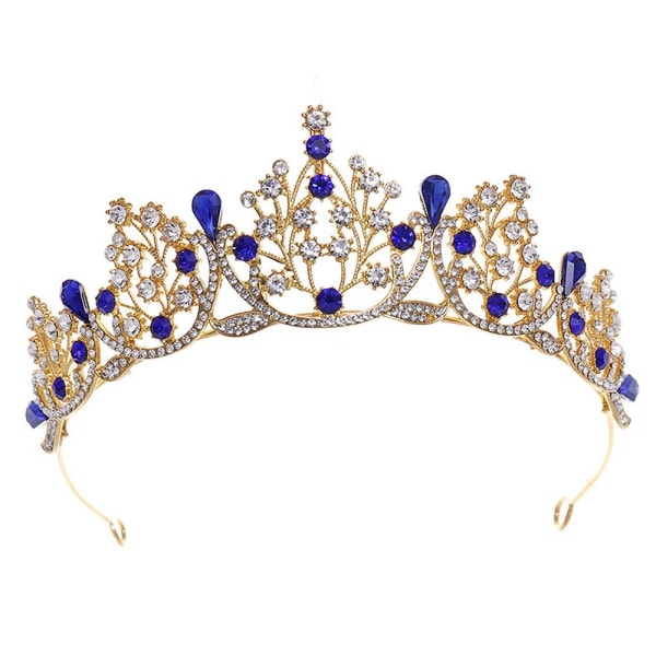Princess Crystal Tiaras Rhinestone Hair Hoop BLÅ blue