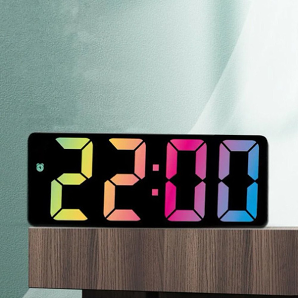 Led Mirror Digital Vekkerklokke Nattmodus Bordklokke HVIT White White Shell C-White Shell C