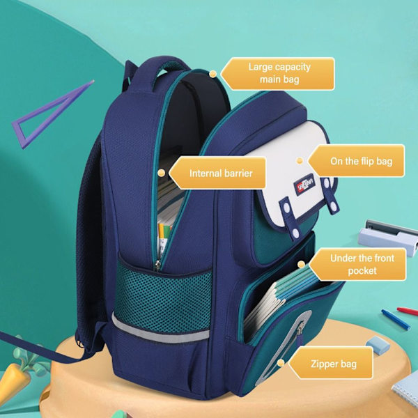 Skolesekk Primary School Bags Barn Ryggsekk blue Large