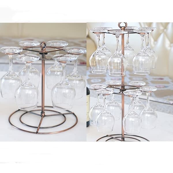Vinglas Flight Server Stand Glass Display Træstænger Bronze Double Layers-Double Layers