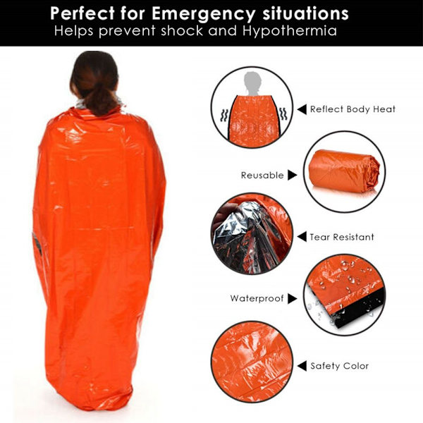 Sovsäck Utomhus Nödtäcke Thermal Håll dig varm ORANGE Orange 0.92X2m-Sleeing Bag