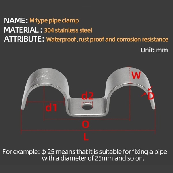 1 Stk Rørklemme Horseback Pipe M32 M32 M32