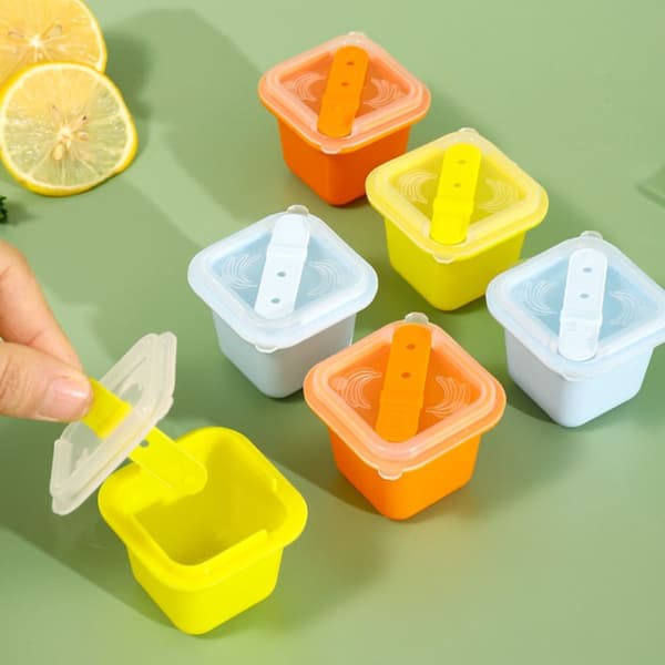 6 Stk Firkantede isterninge Forme Jelly Pudding Forme ORANGE Orange