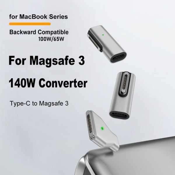 Typ-C hona till Magsafe 3 omvandlare USB-C magnetisk adapter Side Bend