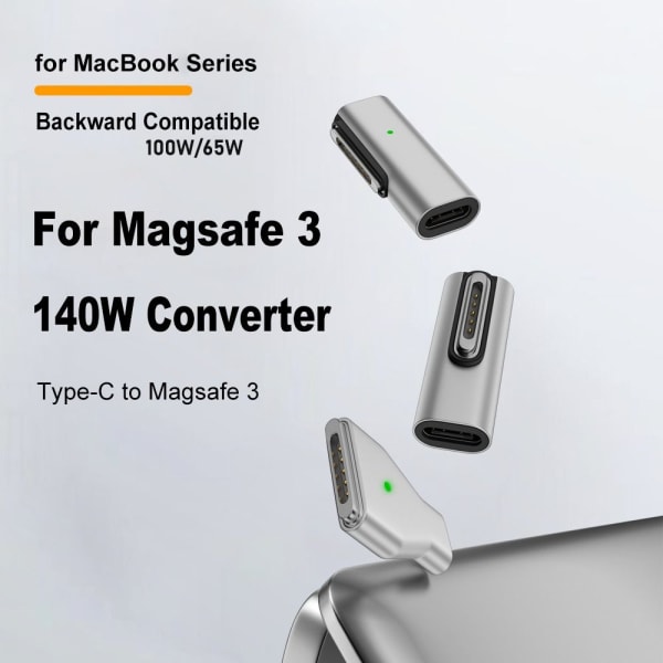 Type-C Hunn til Magsafe 3 Converter USB-C magnetisk adapter Side Bend