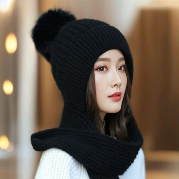 Fleece Varm Stickad Mössa Halsduk Set GRÅ grey