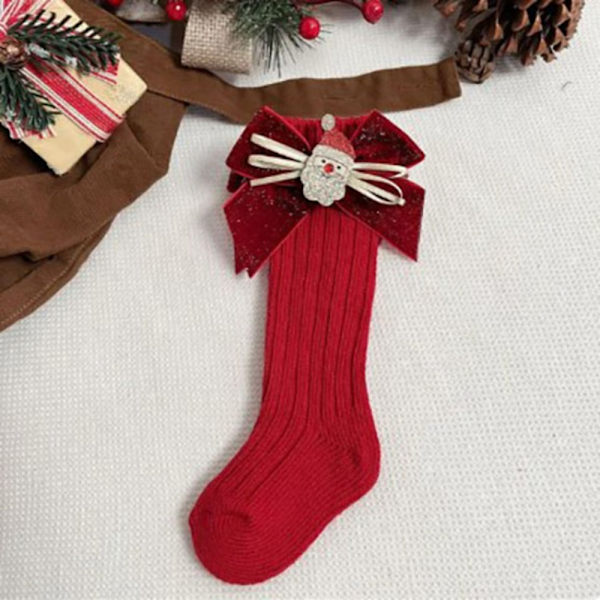 Vinter Baby Flickor Pojkar Julstrumpor Barn Knähög strumpa MSanta Claus Red