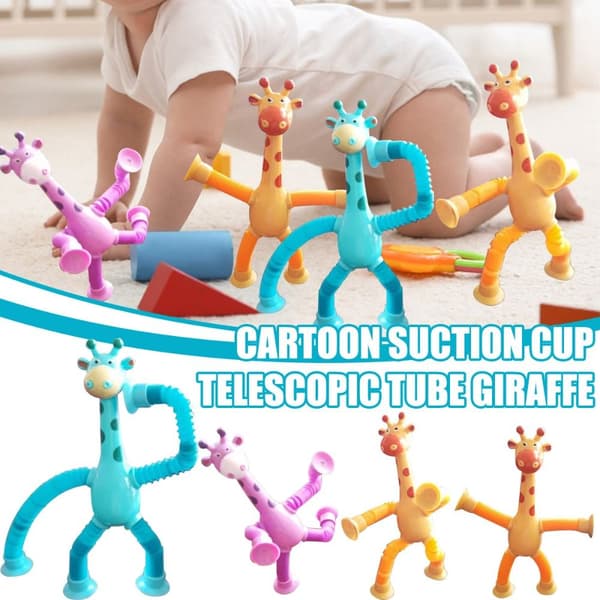 Giraffe Pop Rör Djursug Leksaker GUL Yellow