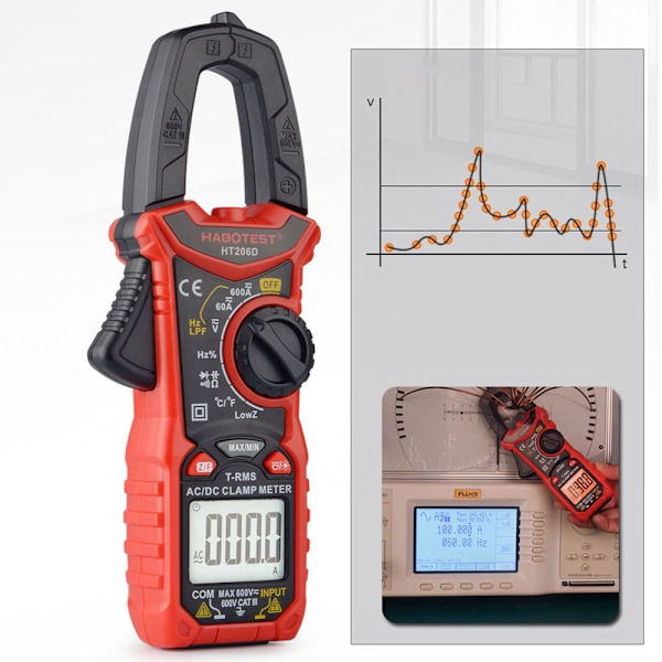 Clamp Meter Multimeter Spændingstester