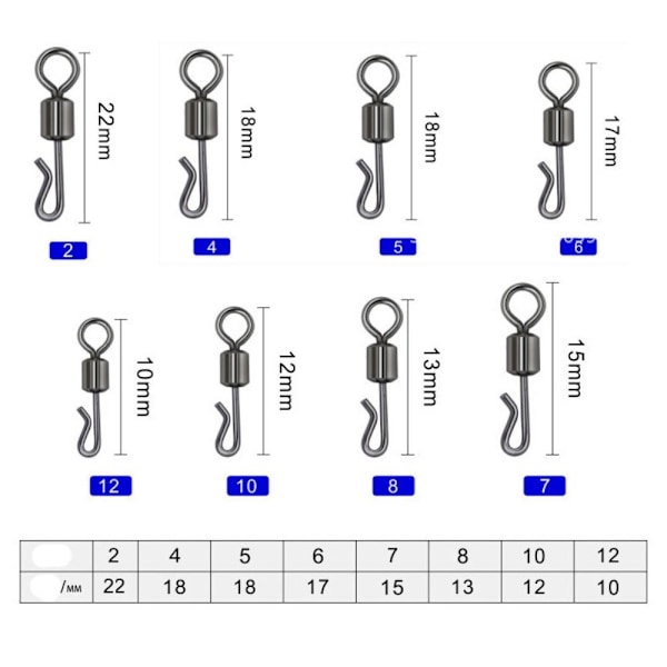 25stk Q-Shaped Bearing Swivel Fishing Connector 1/0 1/0 1/0