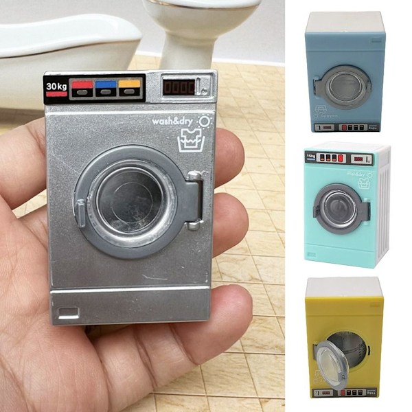 1:12 Dockhustvättmaskin Miniatyrtvättmaskin GUL Yellow