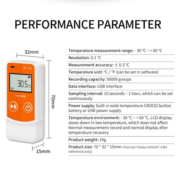 Temperatur Data Logger Temperatur Recorder RC-10 RC-10 RC-10