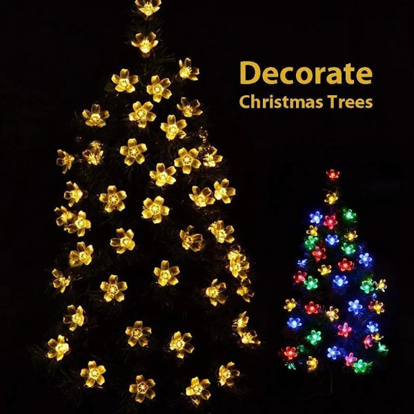 7M 50 LED Cherry Flower Solar Cell Light Loop Garden Fairy Light
