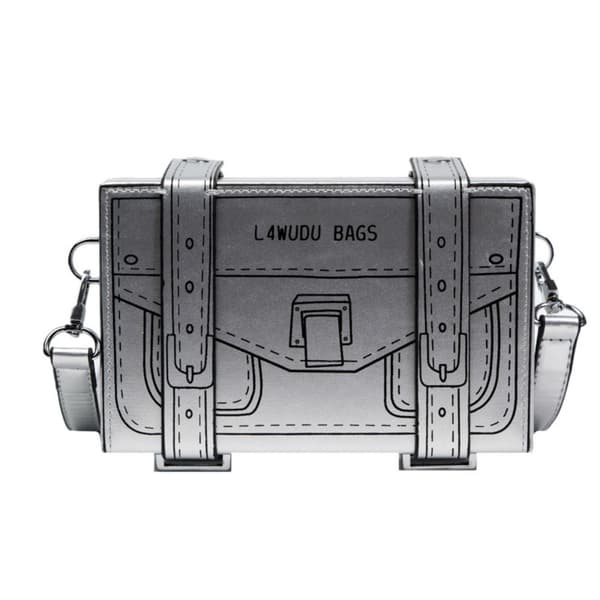 2D Crossbody Tasker Kawaii Comic Håndtaske SØLV Silver