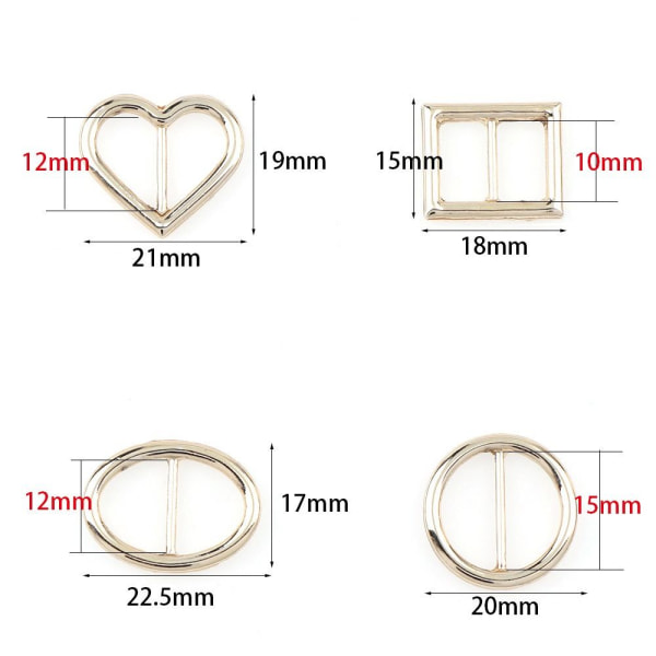 10 kpl / set Slider Solki Vyön solki SILVER HEART HEART silver Heart-Heart